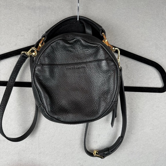 Vince Camuto Chica Round Black Genuine Pebble Leather Top Handle Crossbody Bag - Picture 2 of 12
